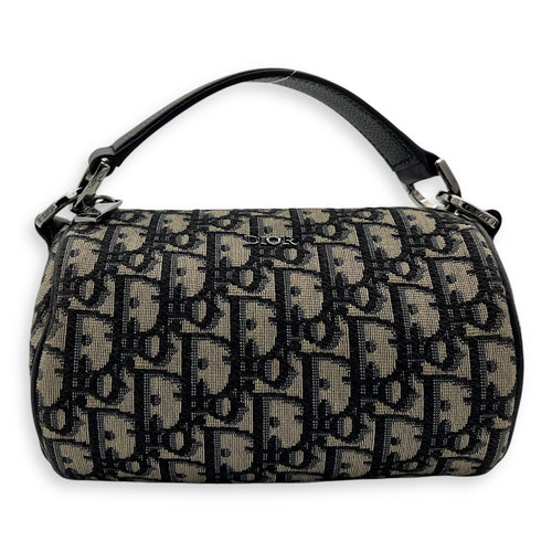 Christian Dior Roller Crossbody Bag Blue in Jacquard, Silver hardware_10
