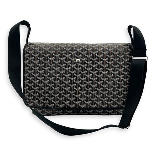 Goyard Capetien Messenger MM Black in Coated Canvas, Silver hardware_11