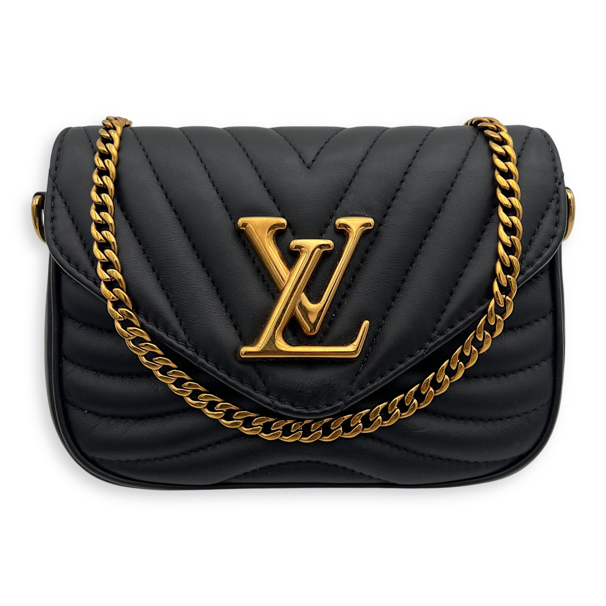 Louis Vuitton New Wave Crossbody Bag Black in Calfskin, Gold hardware_10