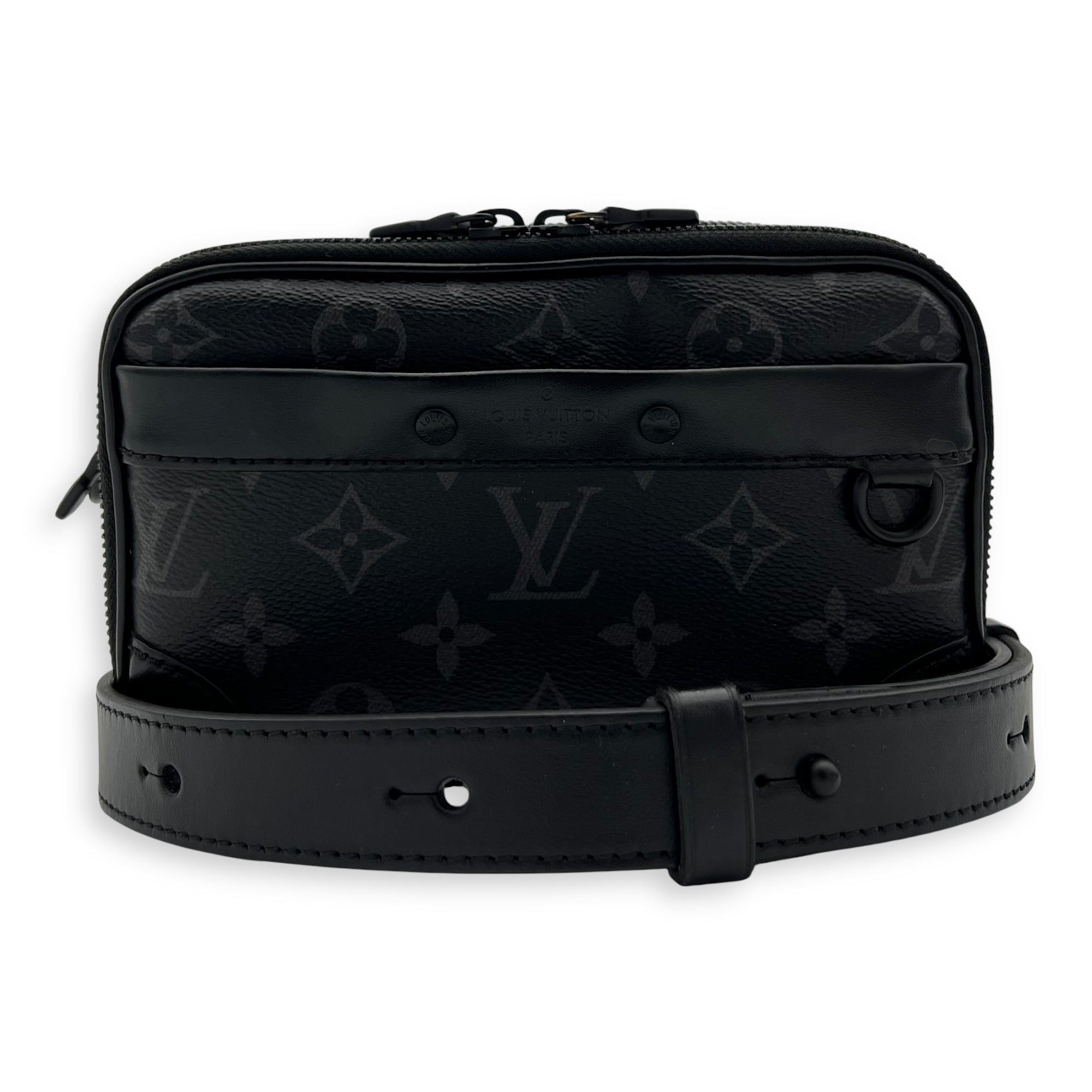 Louis Vuitton Alpha Crossbody Bag Black in Monogram Coated Canvas, Lacquered Metal hardware_10