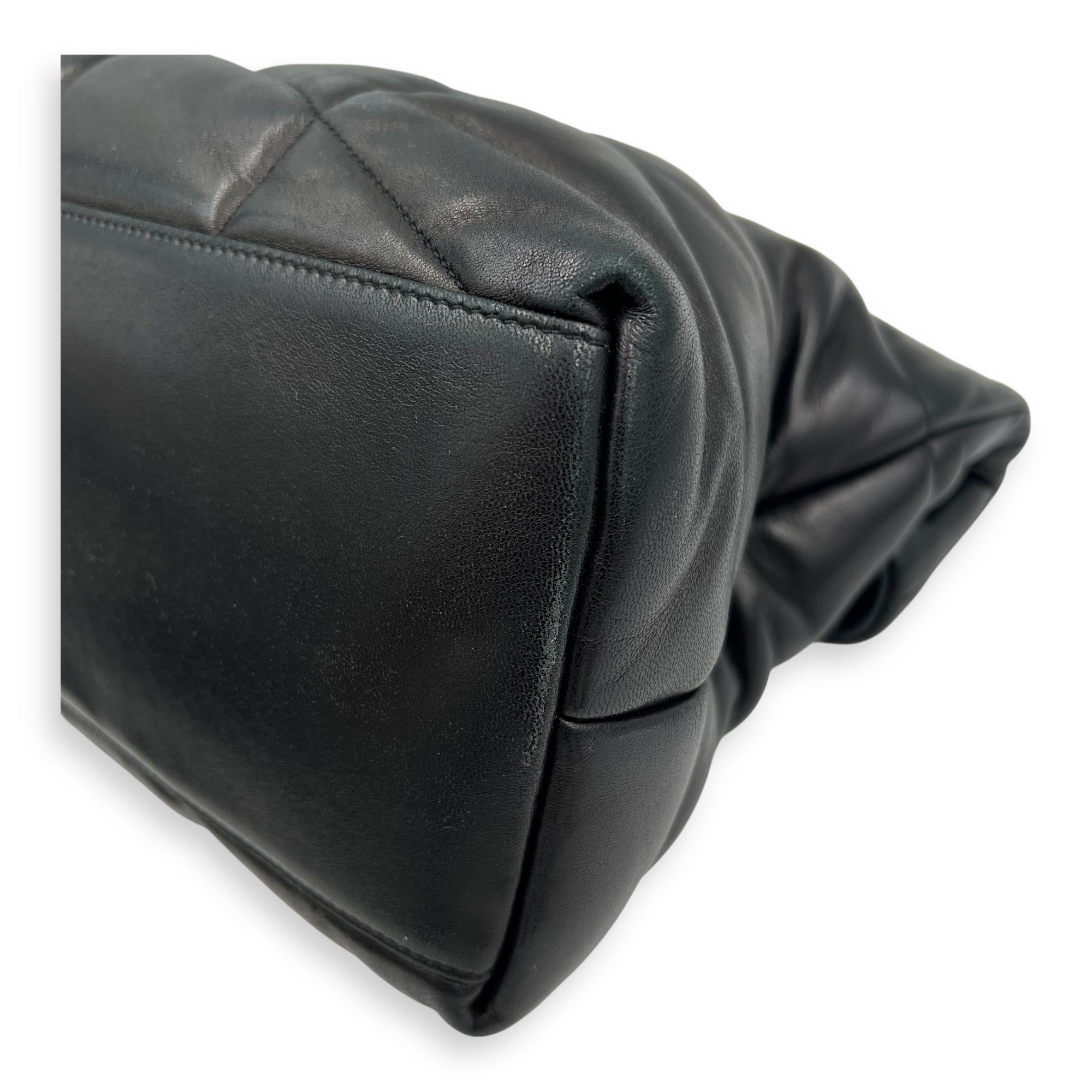 Saint Laurent Puffer Shoulder Bag Black in Lambskin, Lacquered Metal hardware_10