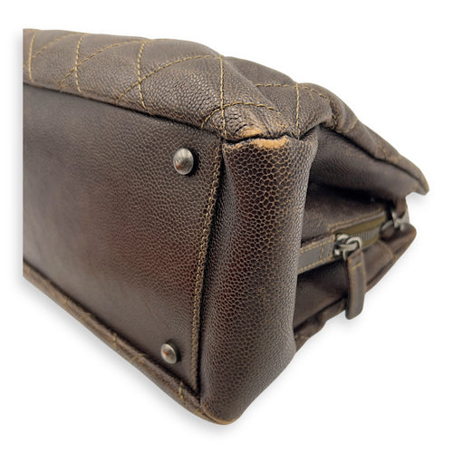 Chanel Quilted Wildstitch Tote Bag Brown in Calfskin, Ruthenium hardware_10