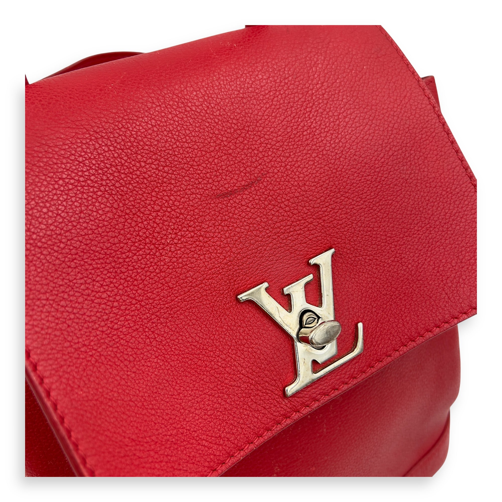 Louis Vuitton Lock Me Backpack Red in Taurillon Leather, Silver hardware_10