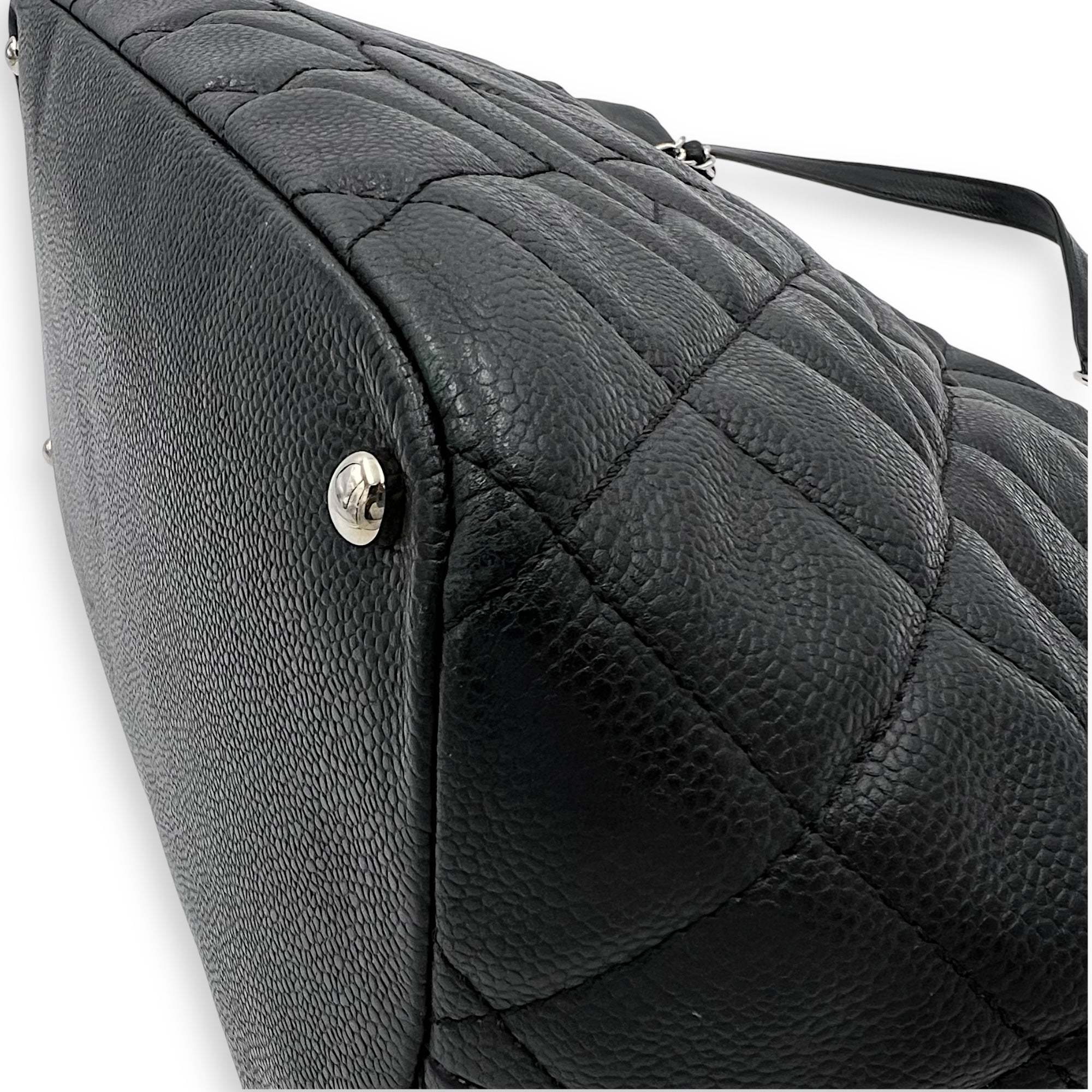 Chanel CC Tote Bag Black in Caviar Leather, Silver hardware_10