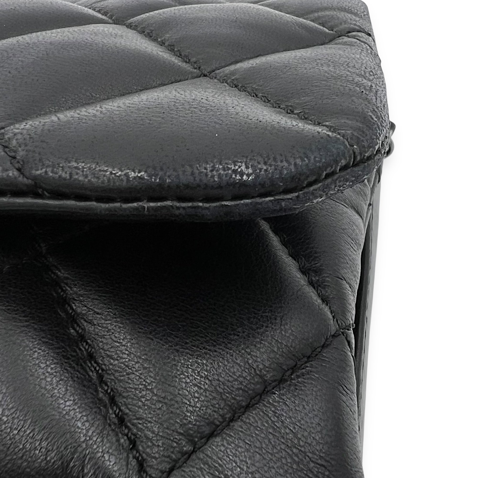 Chanel Accordion Triple Shoulder Bag Black in Lambskin, Silver hardware_10