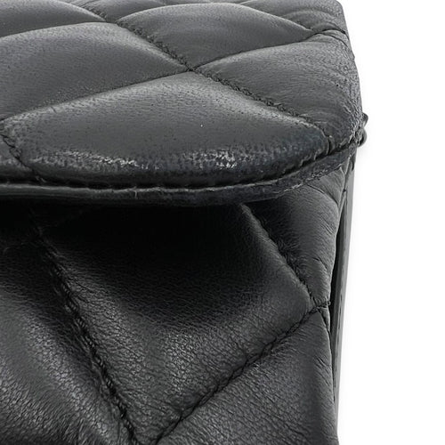 Chanel Accordion Triple Shoulder Bag Black in Lambskin, Silver hardware_10