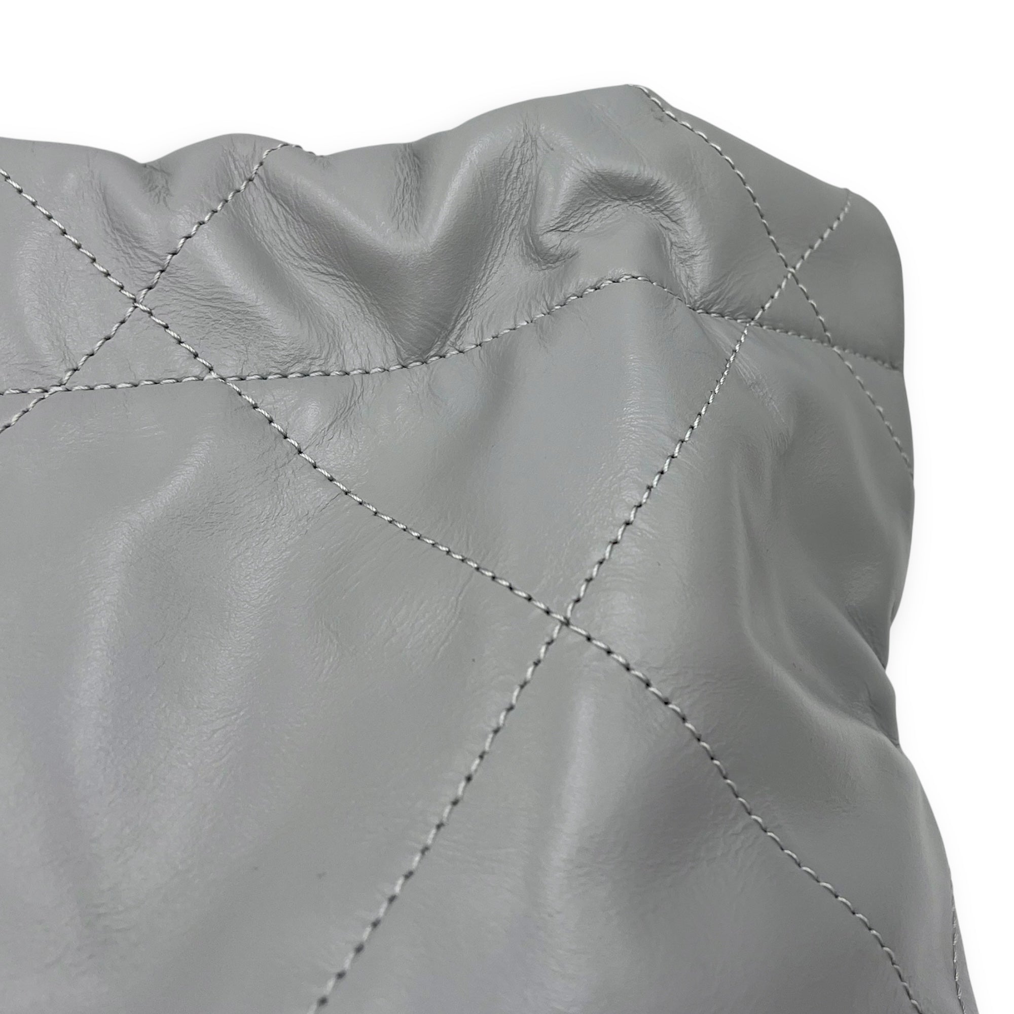 Chanel 22 Tote Bag Grey in Calfskin, Silver hardware_10