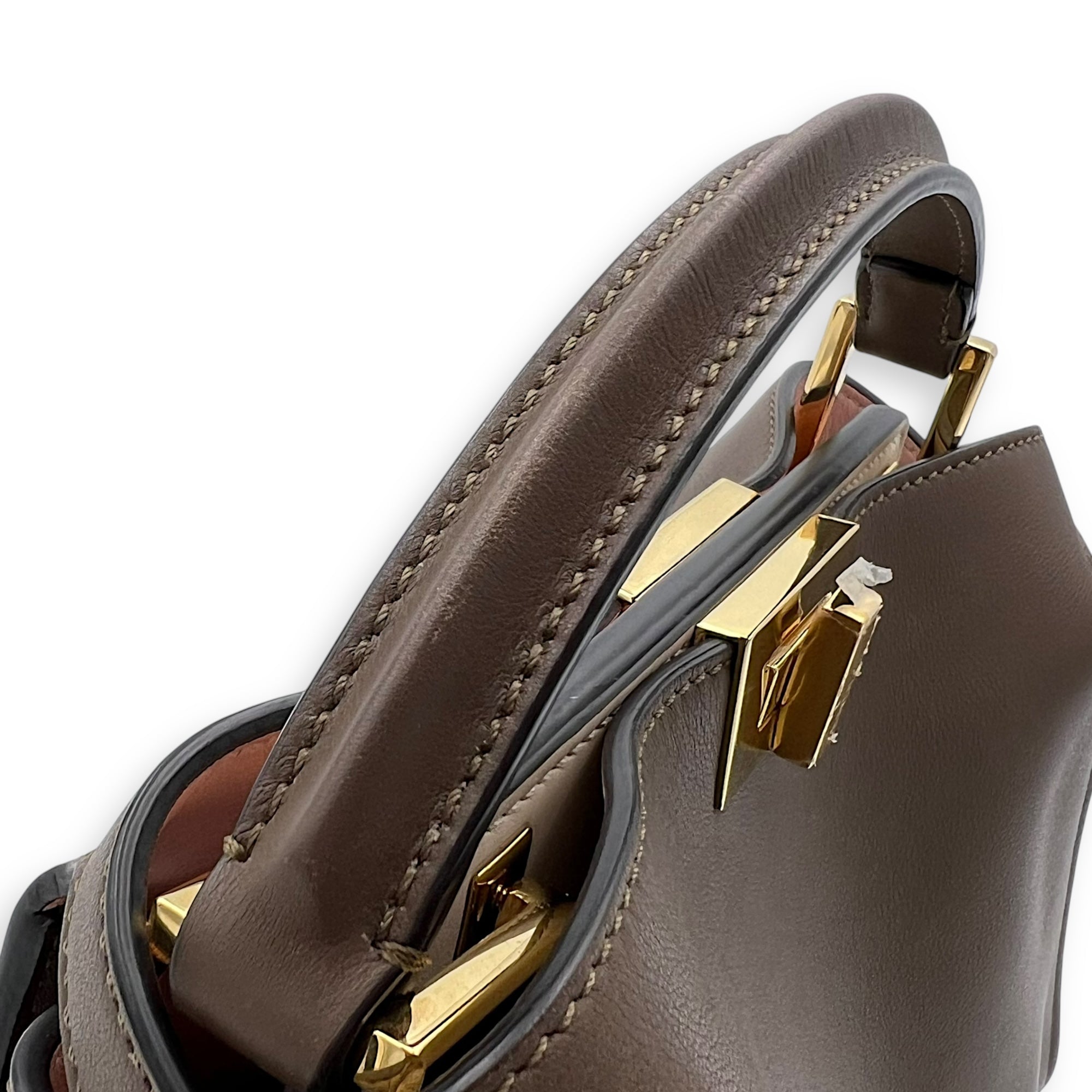 Fendi Peekaboo Top Handle Bag Essentially Beige in Calfskin, Gold hardware_11