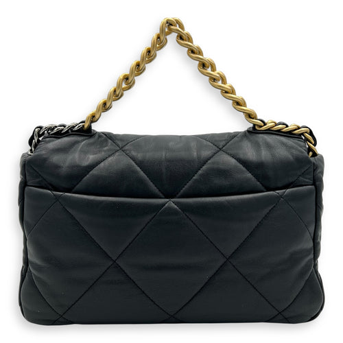 Chanel C19 Large Black Shoulder Bag in Goat Leather, Mixed hardware_2