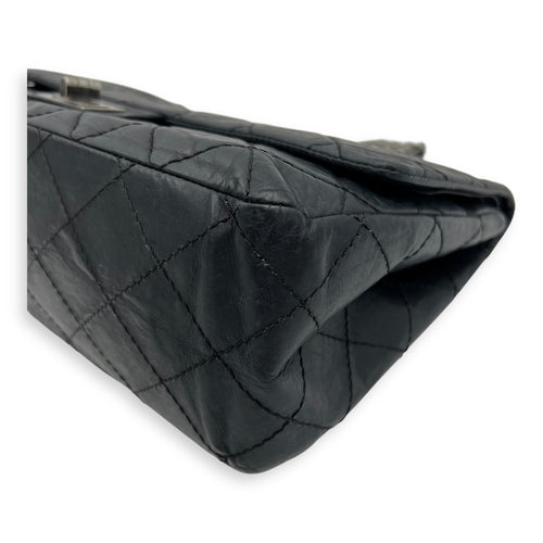 Chanel 2.55 227 Black Shoulder Bag in Calfskin, Ruthenium hardware_8