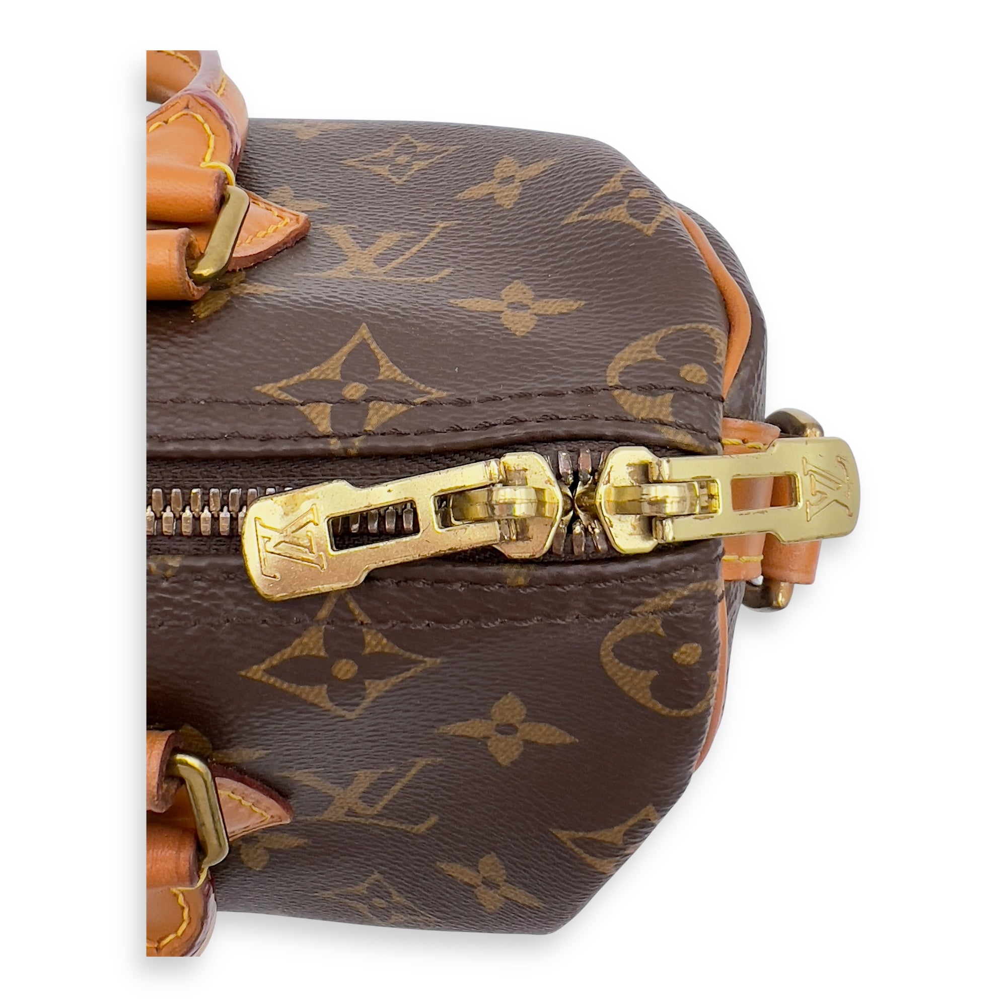 Louis Vuitton Speedy Bandouliere Top Handle Bag 25 Brown in Monogram Coated Canvas, Gold hardware_7