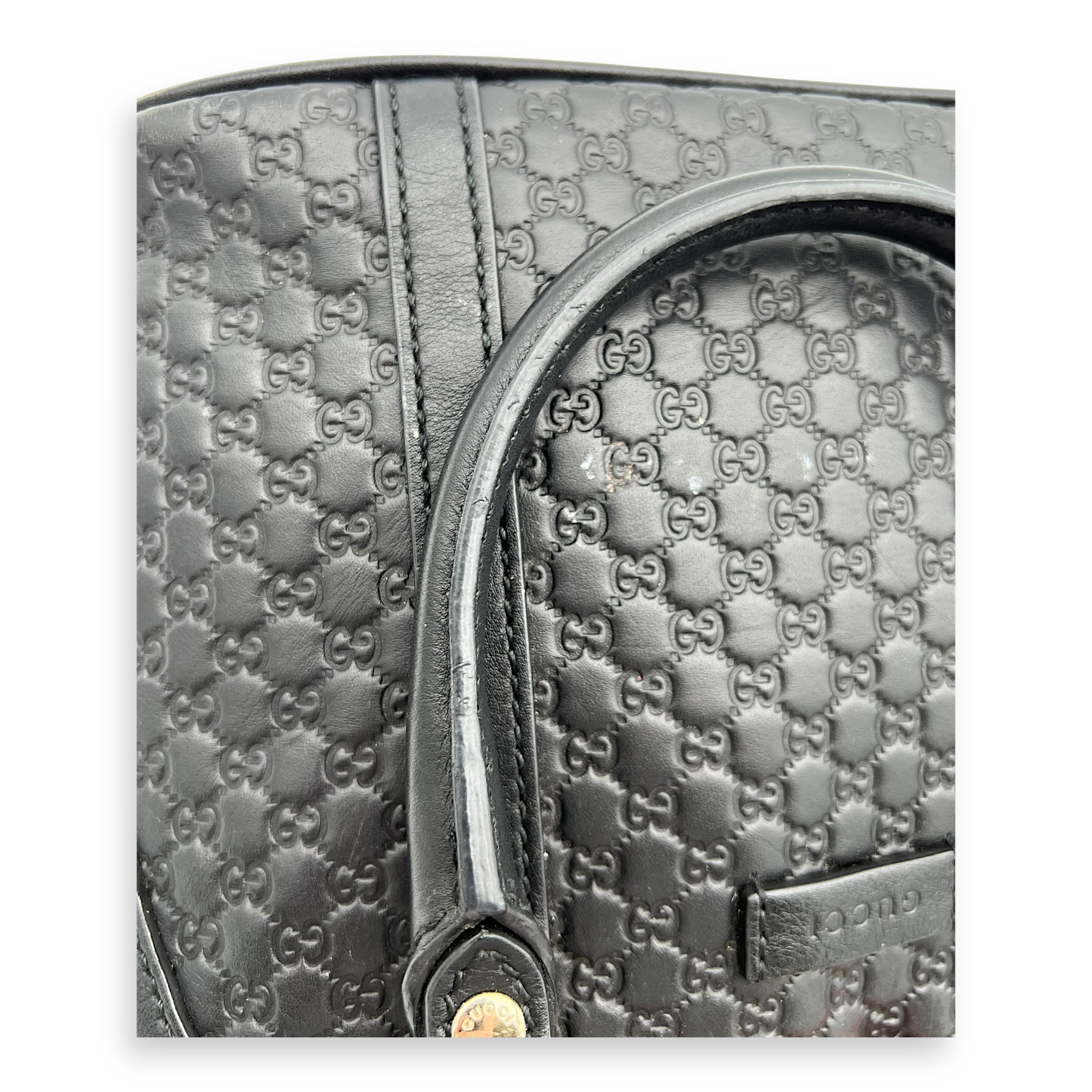 Gucci Micro gg Top Handle Bag Small Black in Calfskin, Gold hardware_3