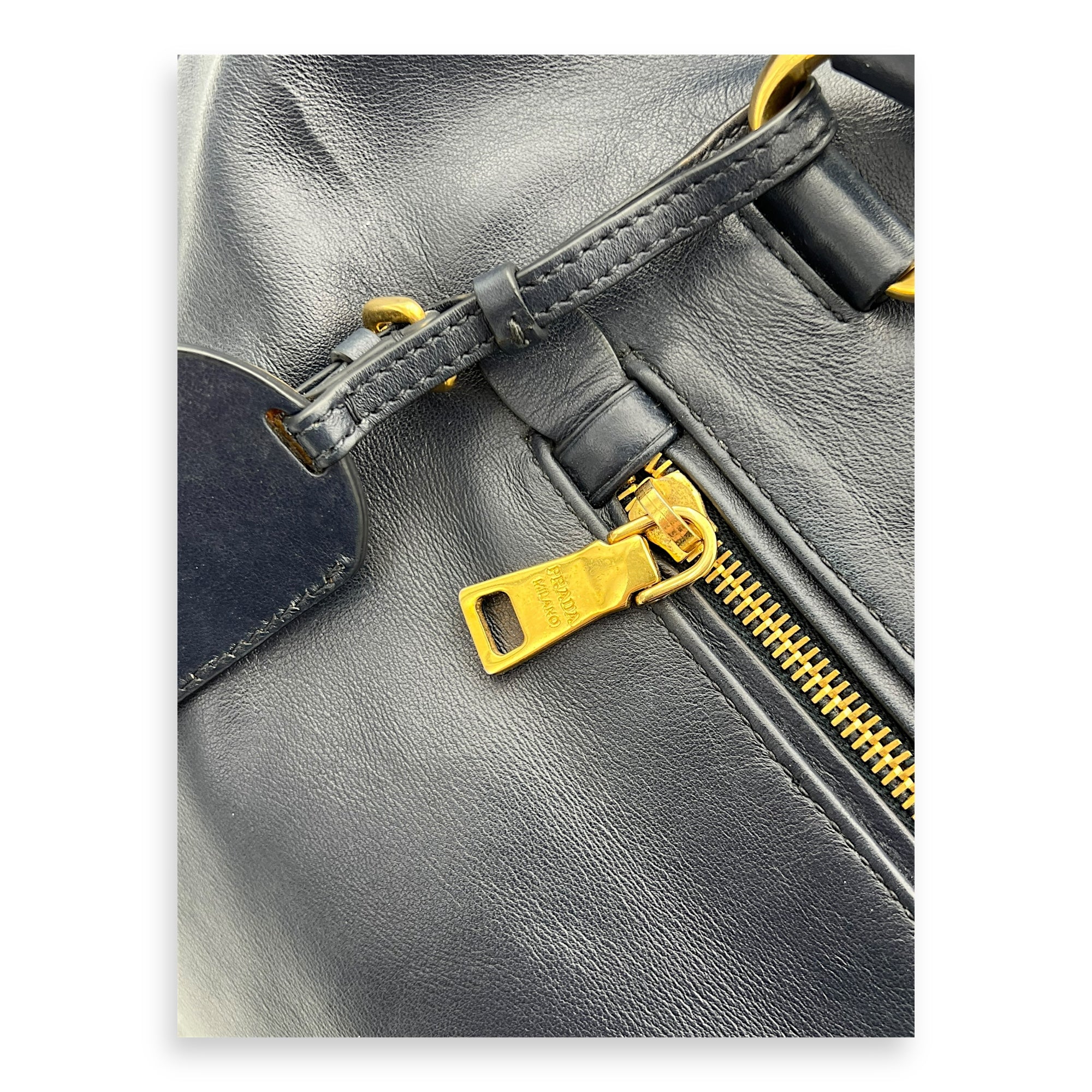 Prada 2 way bag Top Handle Bag Blue in Calfskin, Gold hardware_6
