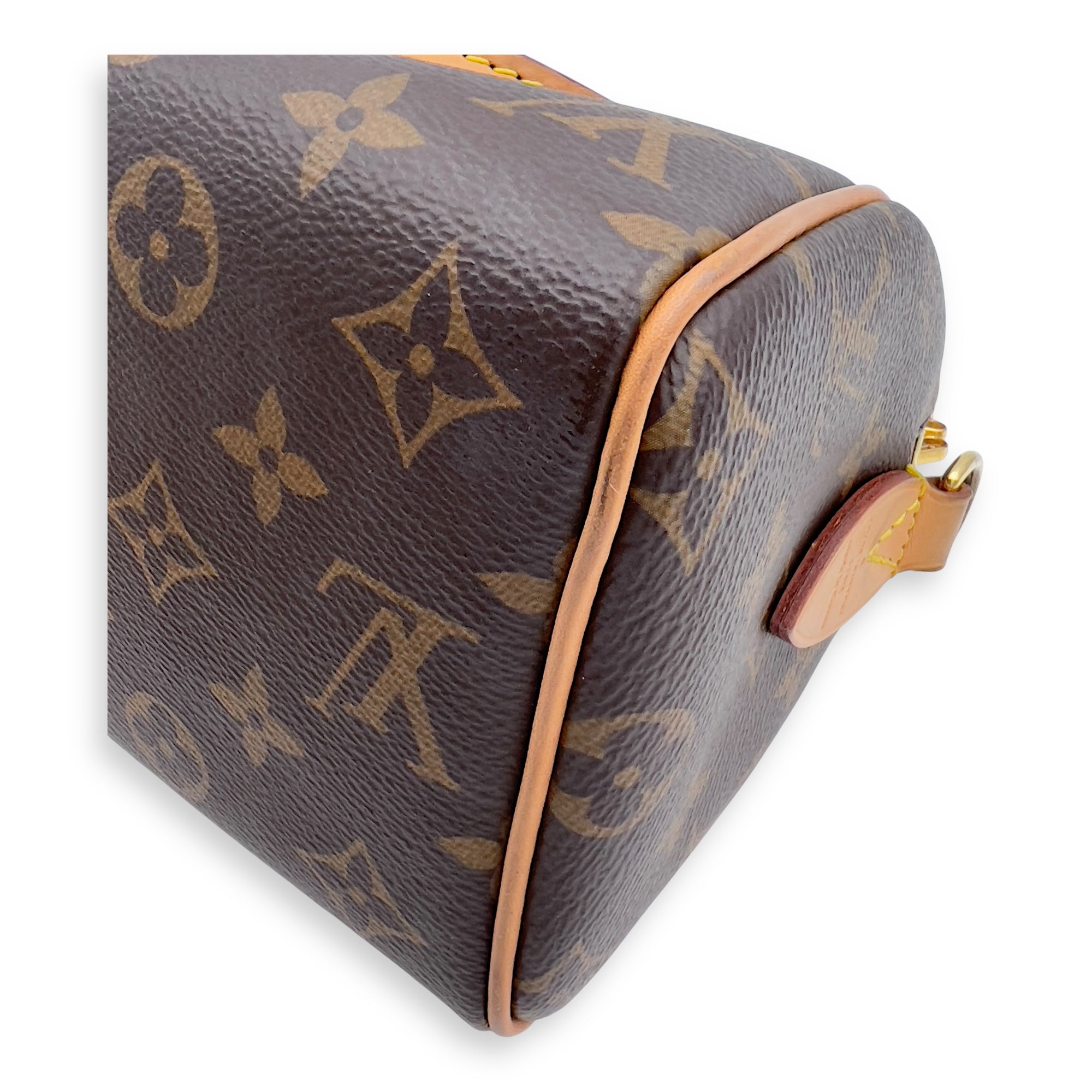 Louis Vuitton Speedy Bandouliere Top Handle Bag 20 Brown in Monogram Coated Canvas, Gold hardware_10