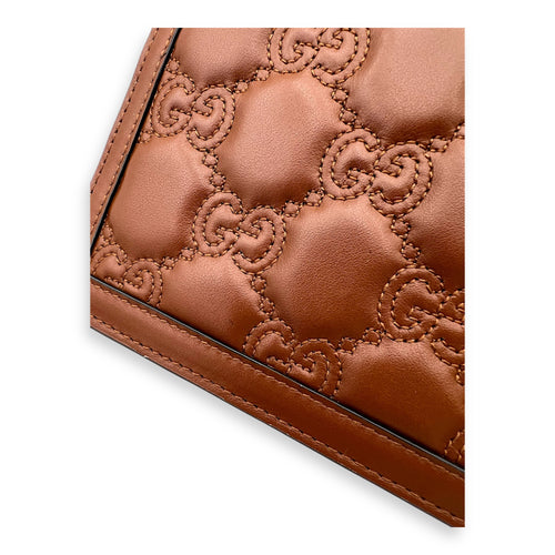Gucci Matelassé Wallet On Chain Brown in Calfskin, Gold hardware_2