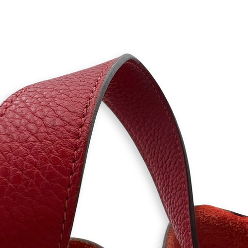 Hermès Picotin 22 Red Bucket Bag in Clemence, Palladium hardware_10