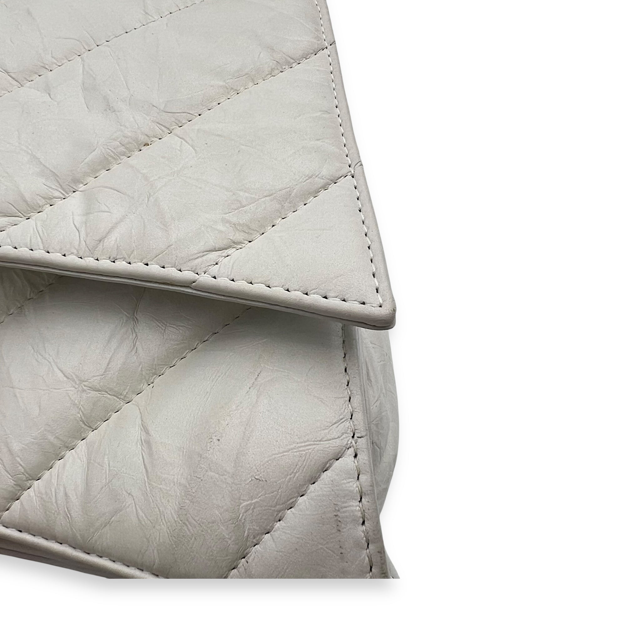 Balenciaga Crush Shoulder Bag White in Calfskin, Silver hardware_10