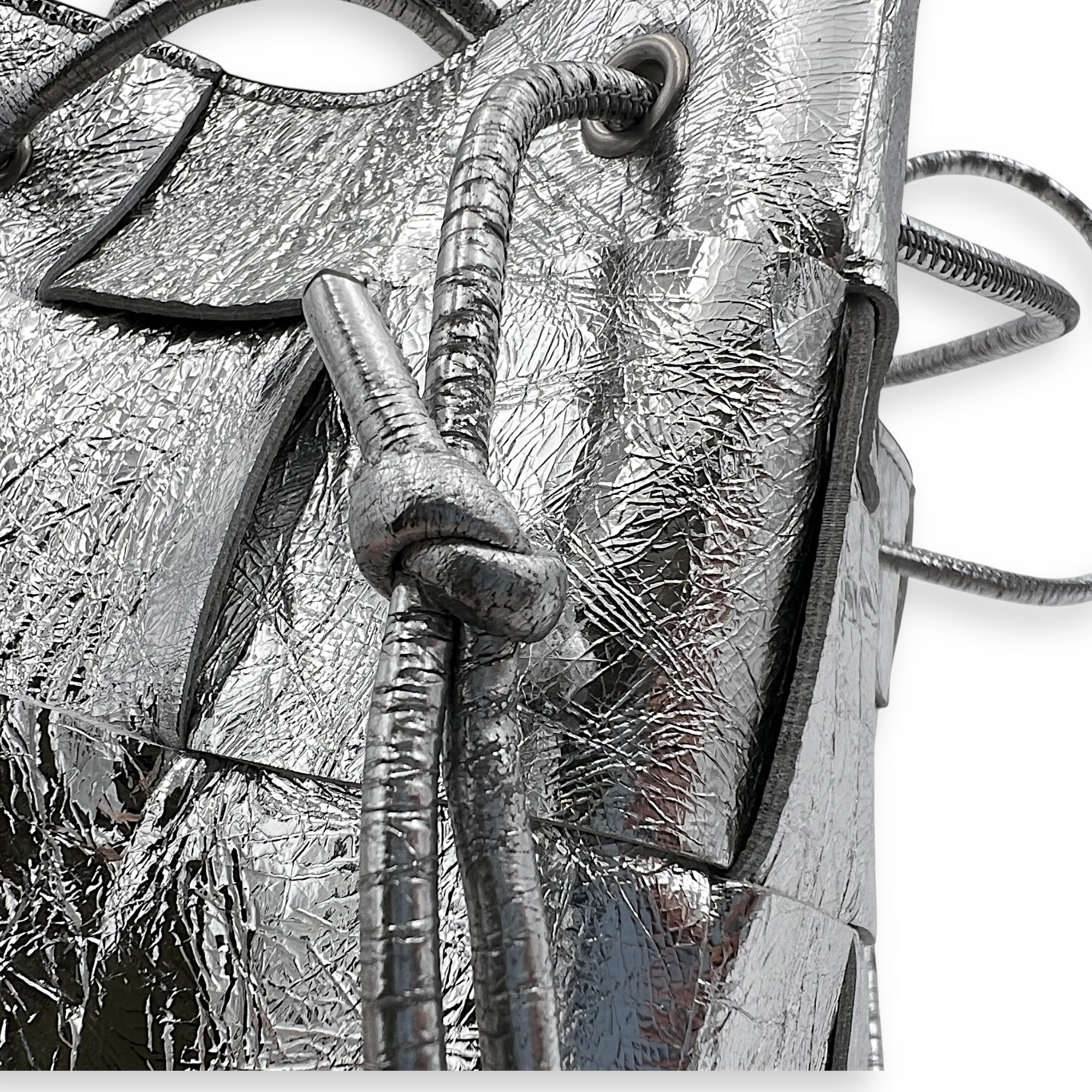 Bottega Veneta Cassette Backpack Silver in Calfskin, Silver hardware_10