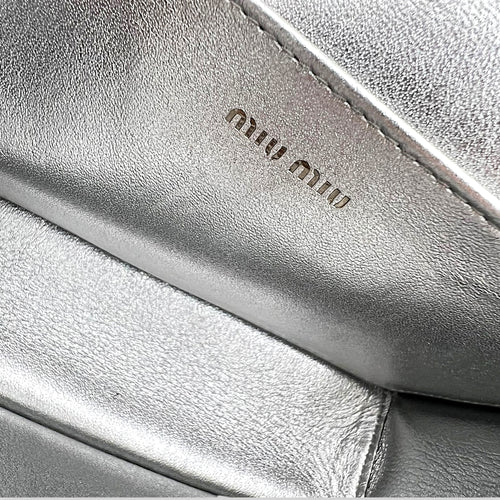Miu Miu Matelassé Crossbody Bag Silver in Lambskin, Silver hardware_10