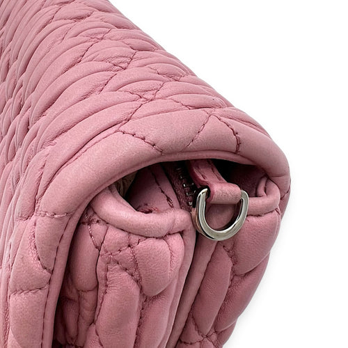 Miu Miu Matelassé Shoulder Bag Pink in Lambskin, Silver hardware_10