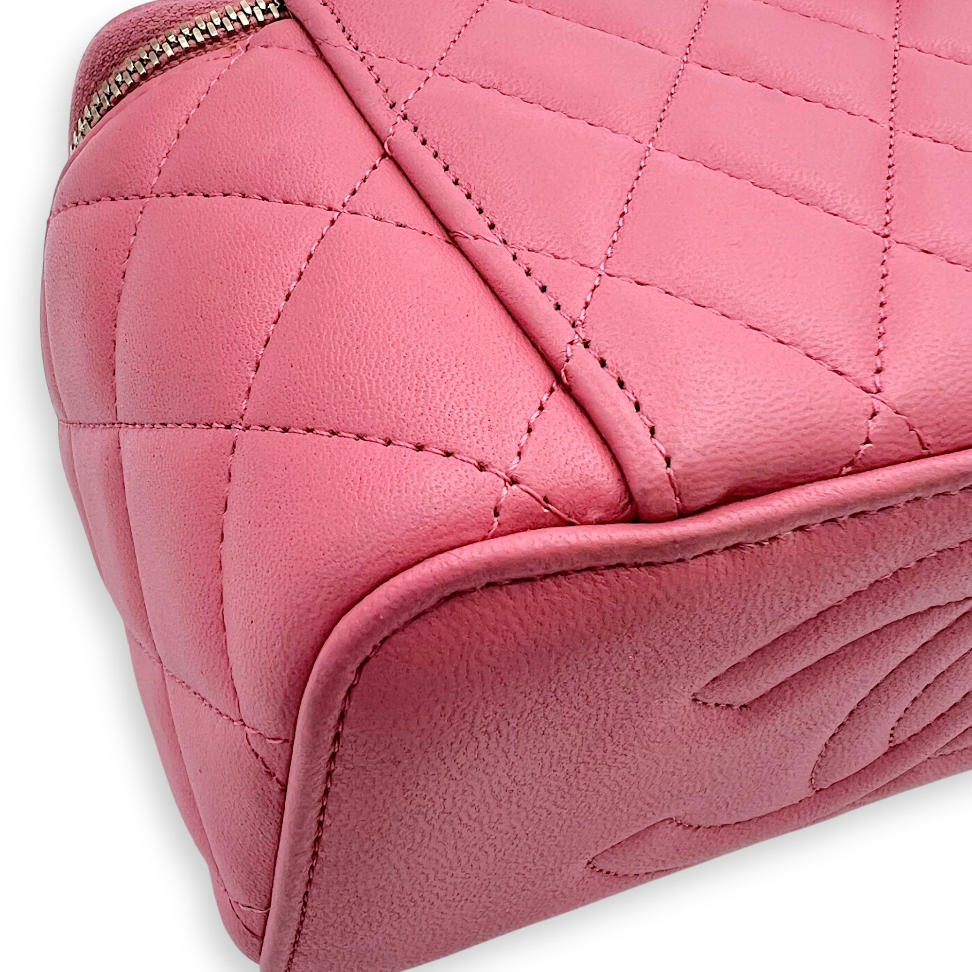 Chanel Vanity Top Handle Bag Pink in Lambskin, Gold hardware_10