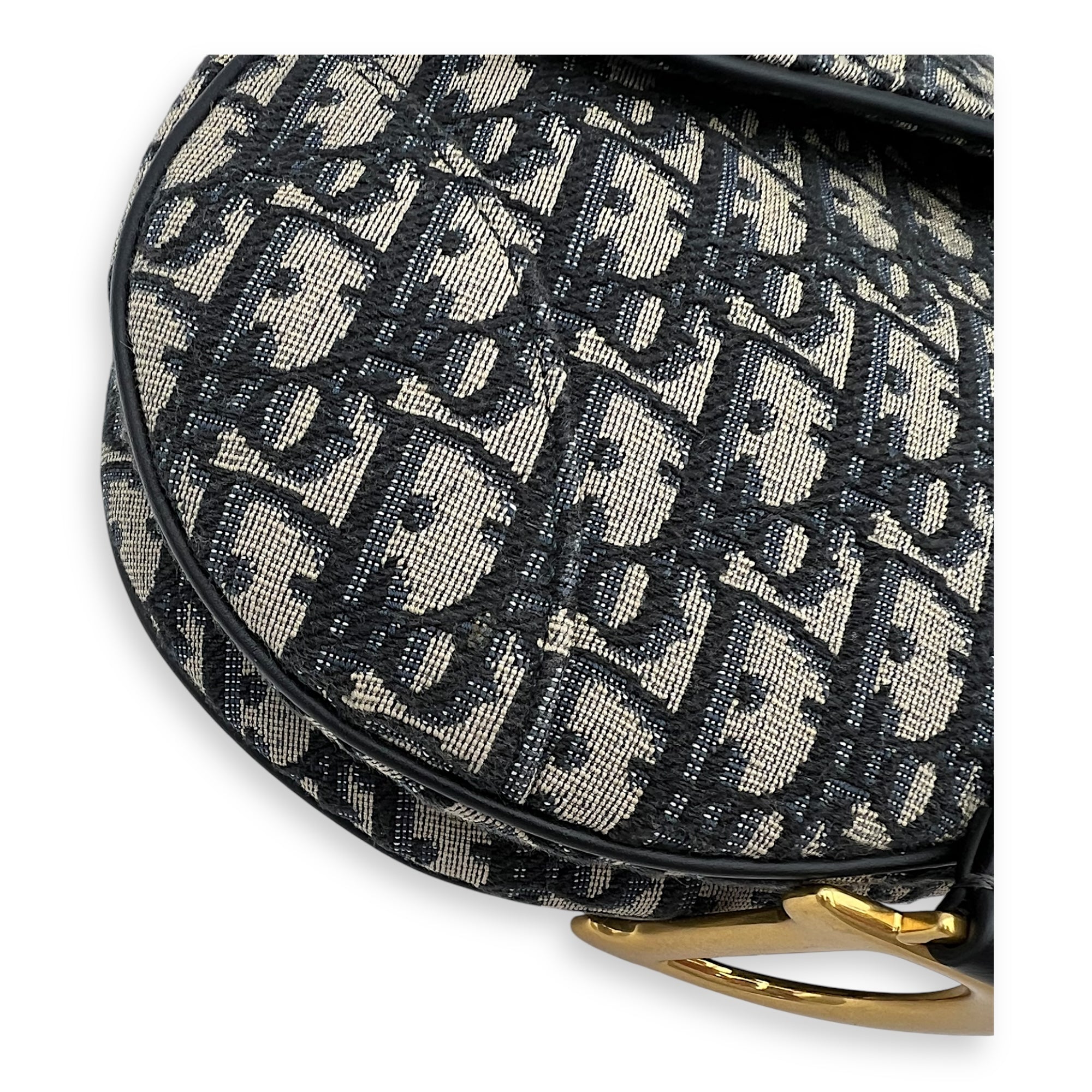 Dior Saddle Shoulder Bag Blue in Jacquard, Gold hardware_2