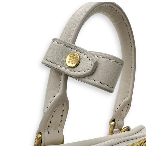 Miu Miu Arcadie Top Handle Bag White in Calfskin, Gold hardware_10