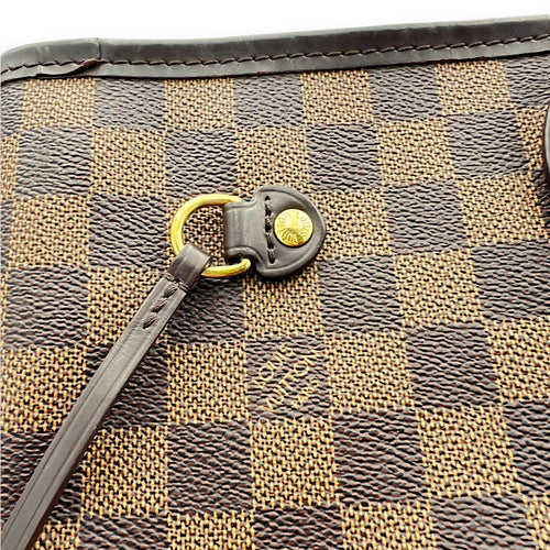 Louis Vuitton Neverfull Tote Bag Damier Ebene in Coated Canvas, Gold hardware_10