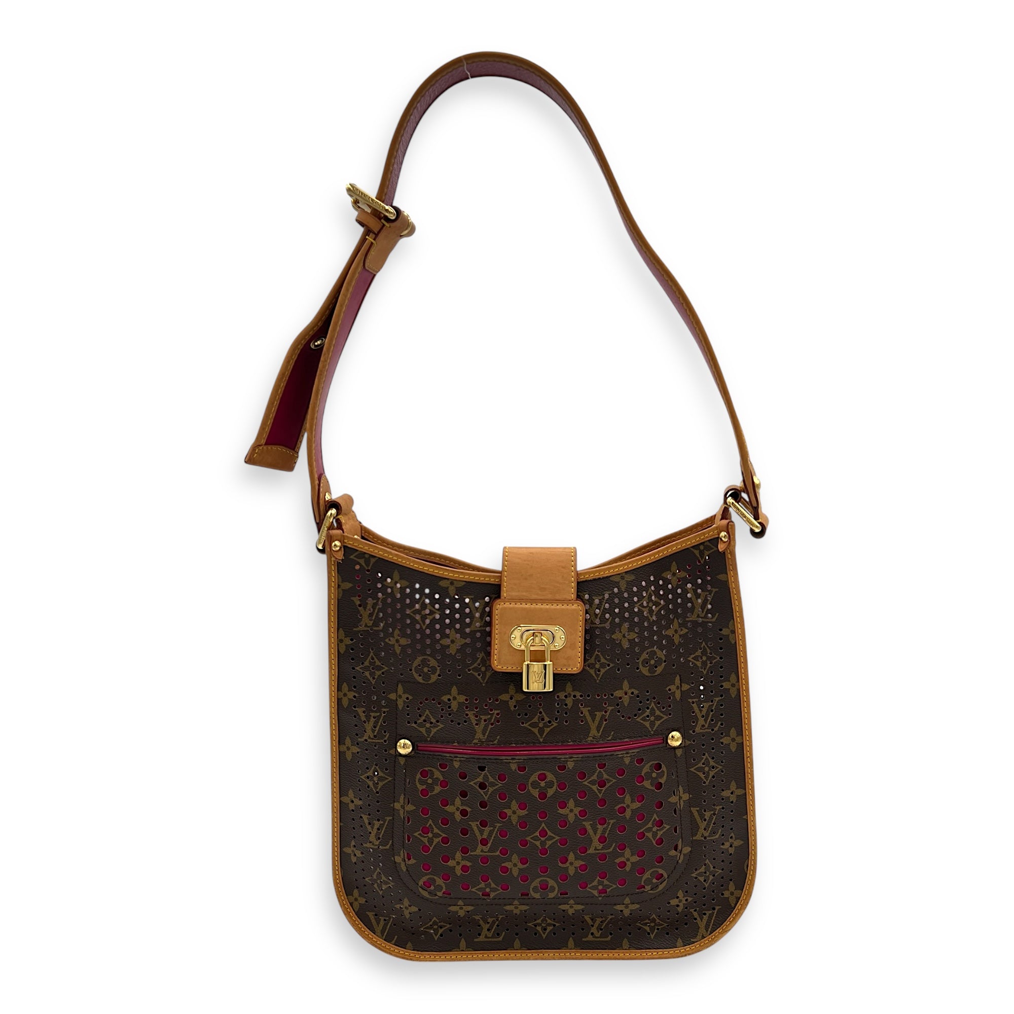 Louis Vuitton Perforated Musette Shoulder Bag Brown in Monogram Coated Canvas, Gold hardware_4