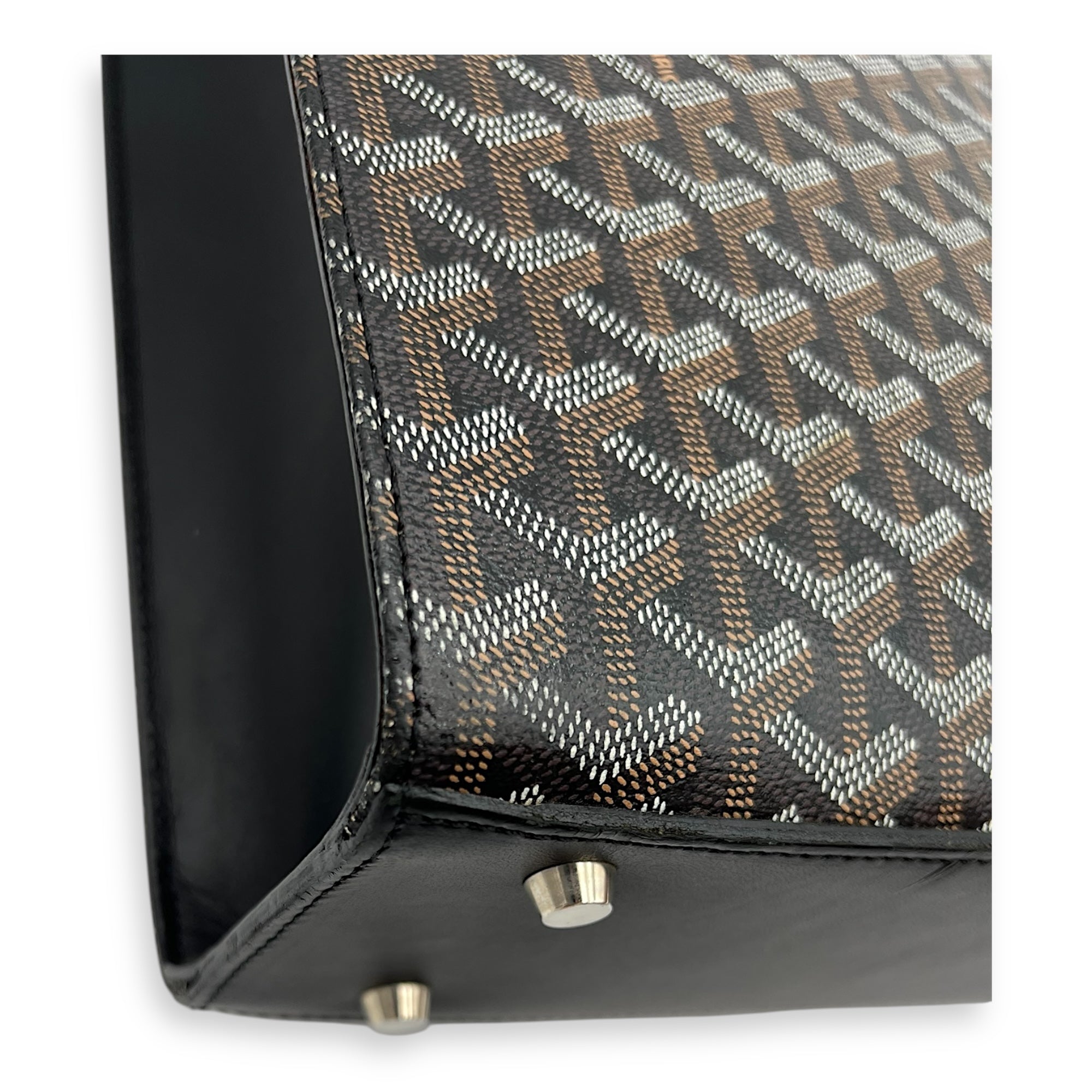 Goyard Comores Tote Bag Black in Coated Canvas, Silver hardware_4
