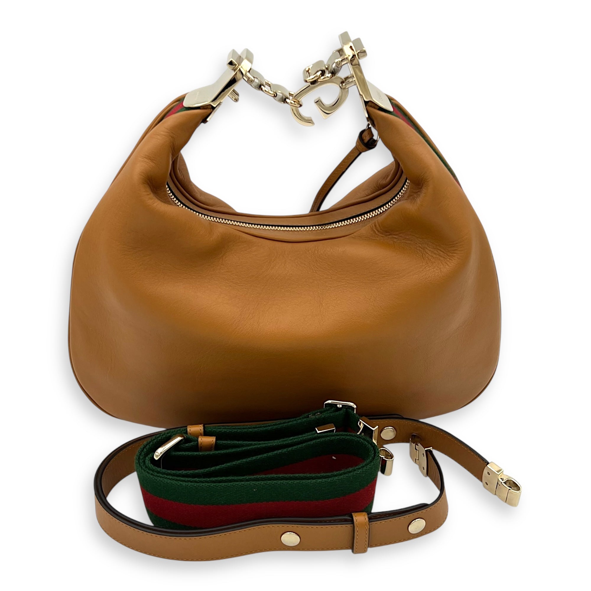 Gucci Attache Shoulder Bag Brown in Calfskin, Gold hardware_3