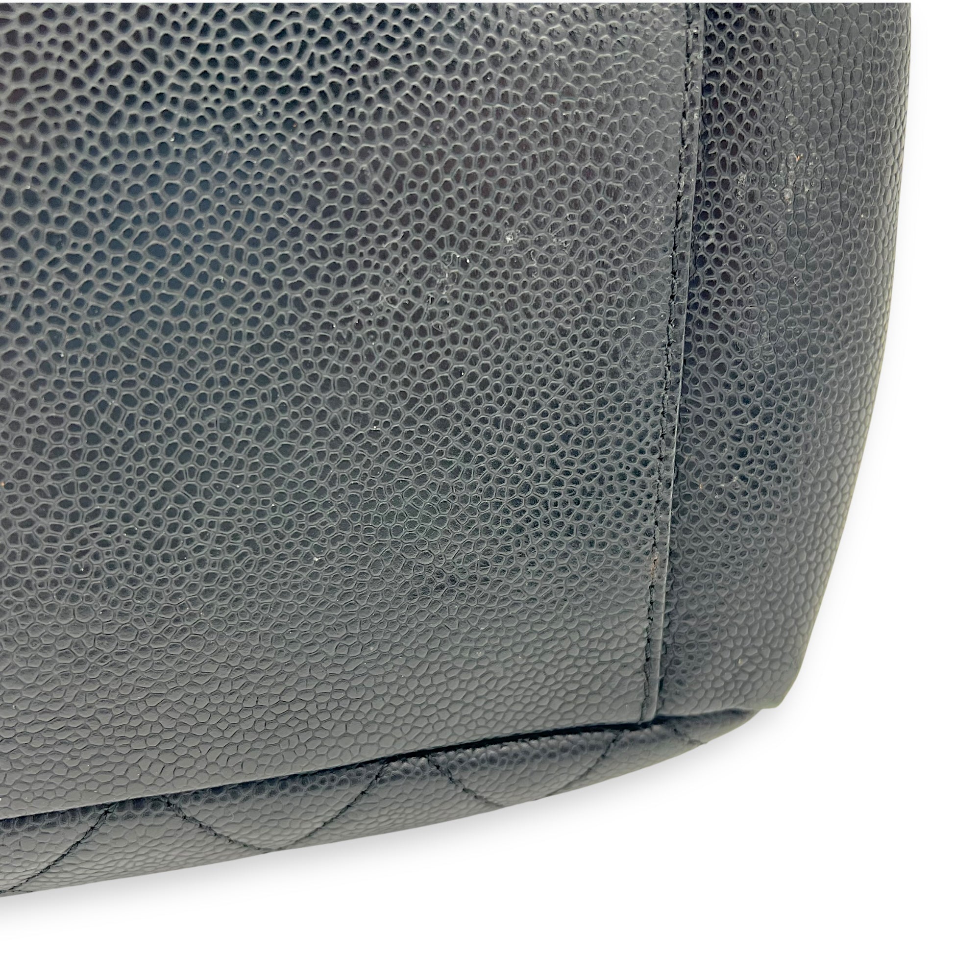 Chanel GST Shoulder Bag Black in Caviar Leather, Silver hardware_10