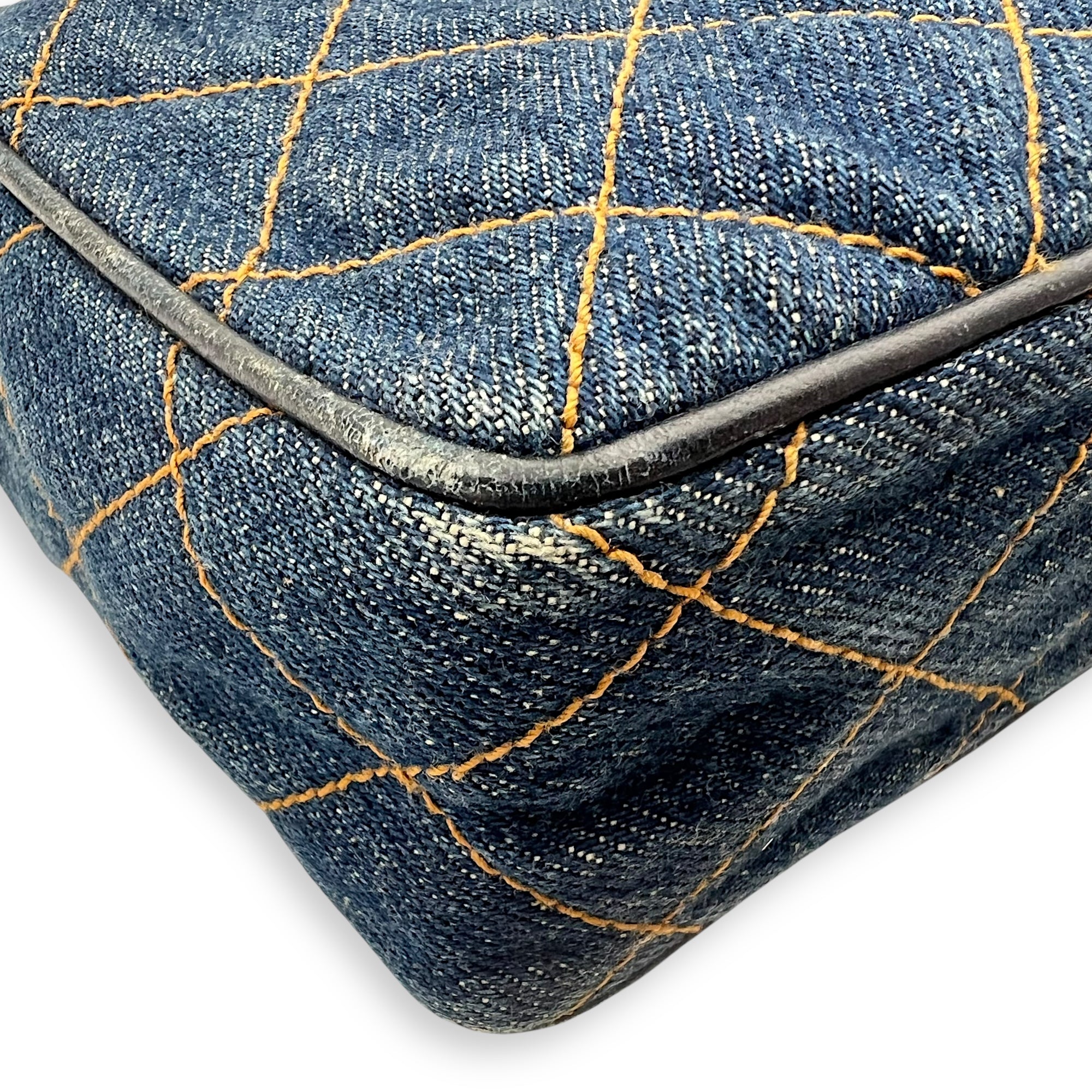 Chanel Denim CC Quilted Turnlock Crossbody Bag Blue in Denim, Gold hardware_13