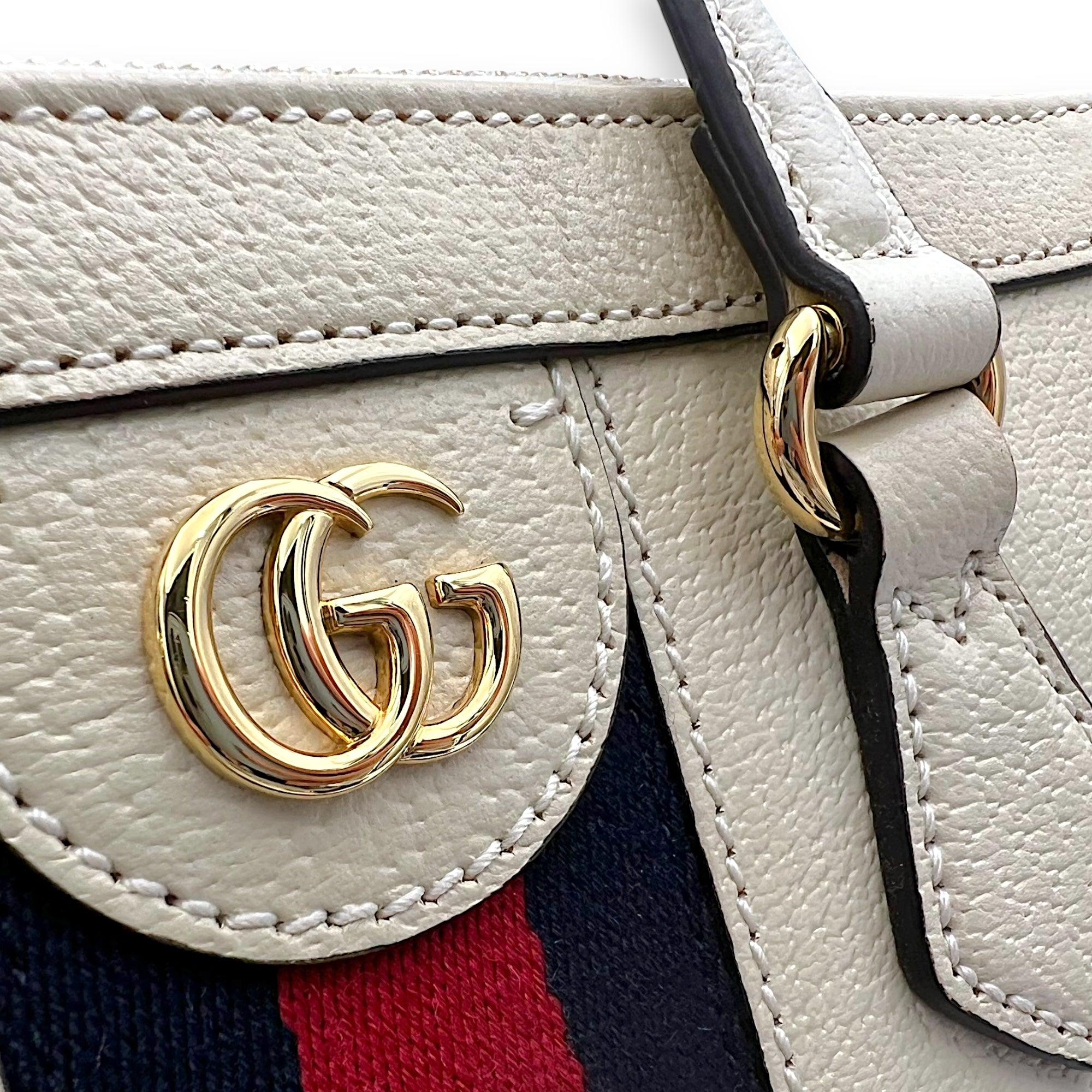 Gucci Ophidia Top Handle Bag White in Calfskin, Gold hardware_10