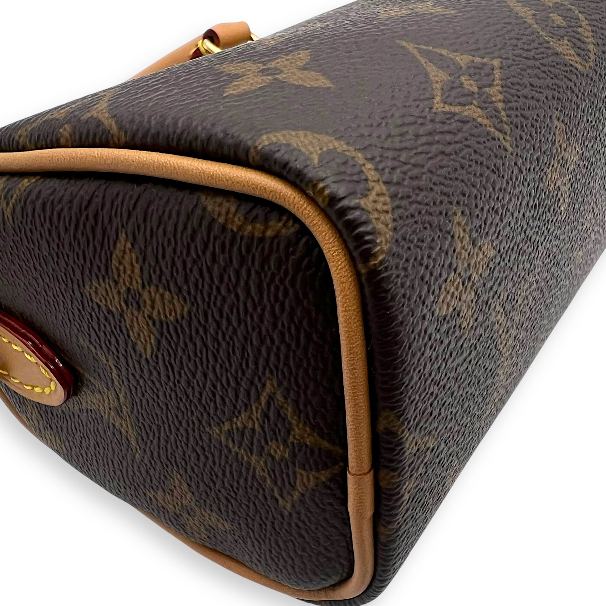 Louis Vuitton Speedy Top Handle Bag Nano Brown in Monogram Coated Canvas, Gold hardware_10