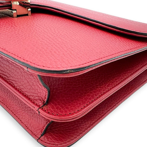 Gucci Interlocking G Shoulder Bag Red in Calfskin, Gold hardware_10