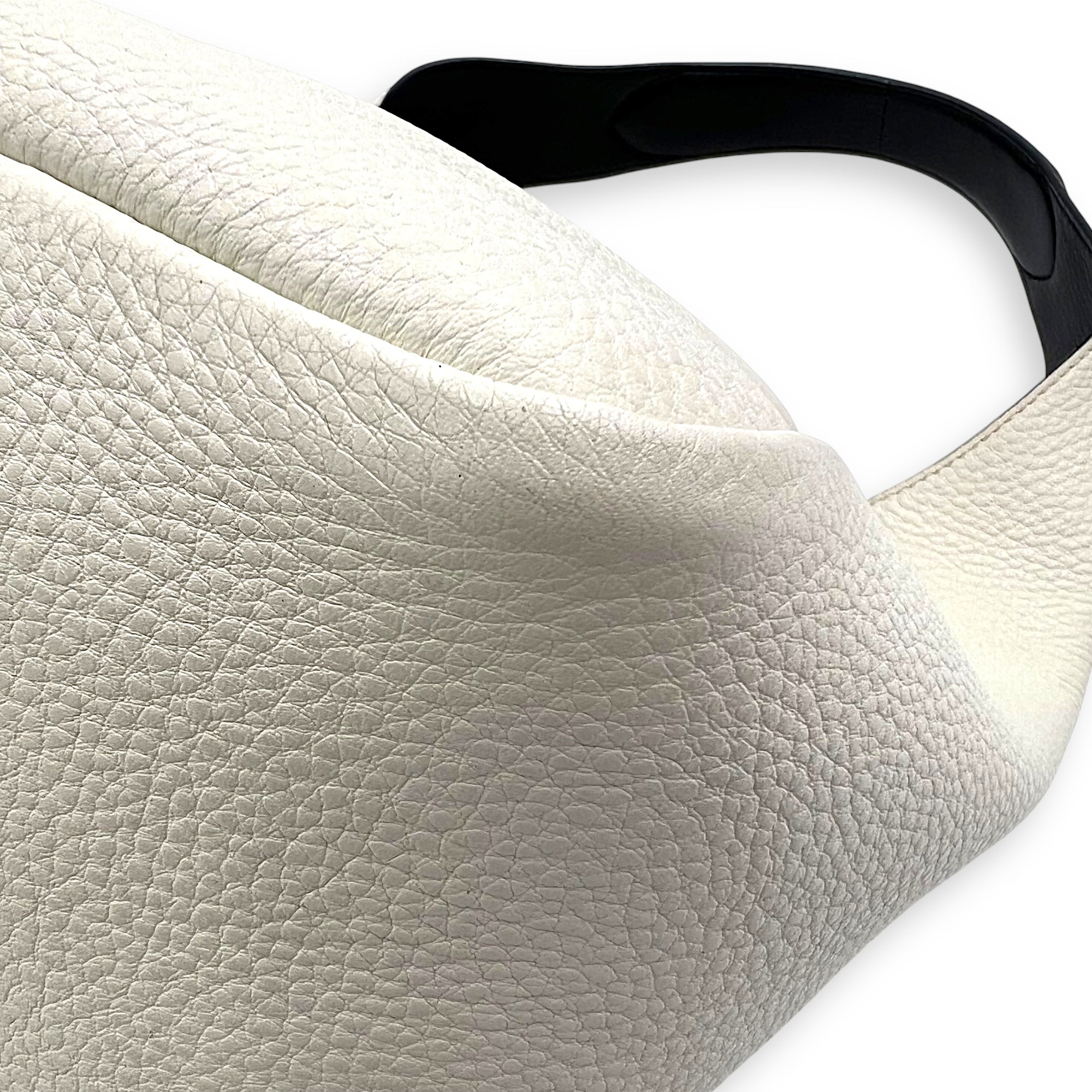 Prada Logo Tote Bag White in Soft Grained Calfskin, Silver hardware_10