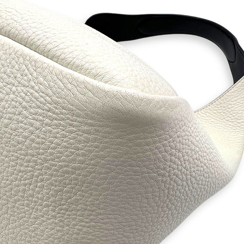 Prada Logo Tote Bag White in Soft Grained Calfskin, Silver hardware_10
