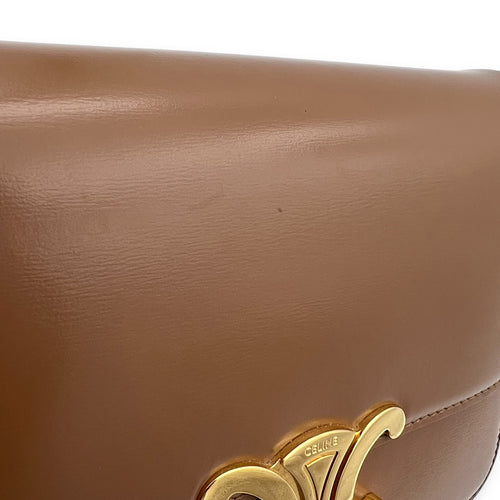 Celine Triomphe Shoulder Bag Brown in Calfskin, Gold hardware_10