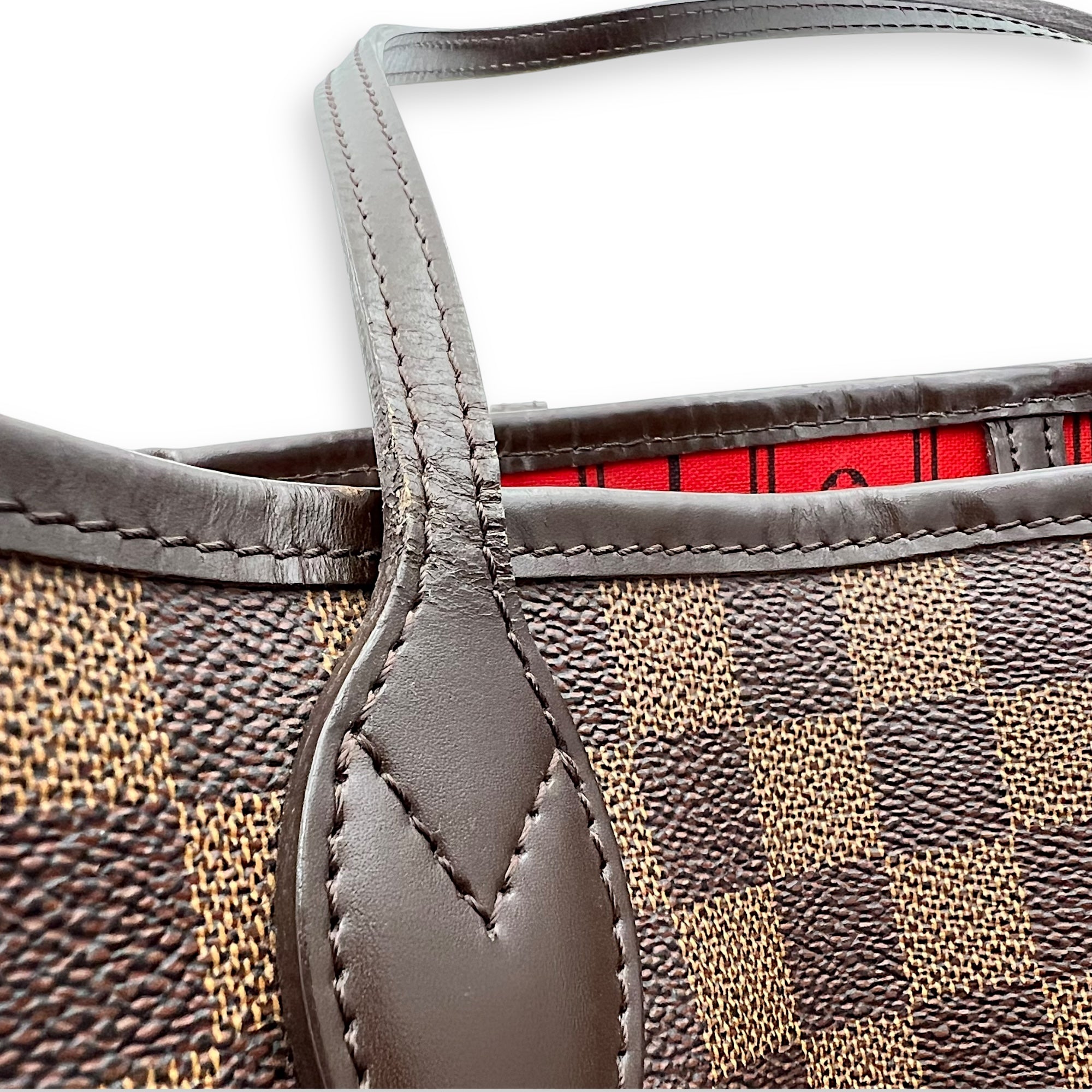 Louis Vuitton Neverfull MM Damier Ebene Tote Bag in Coated Canvas, Gold hardware_10