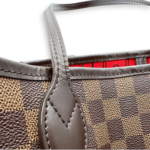 Louis Vuitton Neverfull MM Damier Ebene Tote Bag in Coated Canvas, Gold hardware_10
