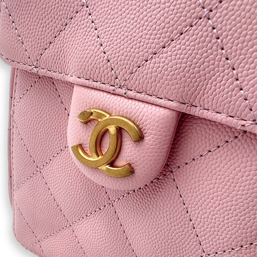 Chanel C25 Small Pink Shoulder Bag in Caviar Leather, Gold hardware_11