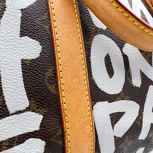 Louis Vuitton Stephen Sprouse Keepall 50 Brown Duffle Bag in Coated Canvas, Gold hardware_13