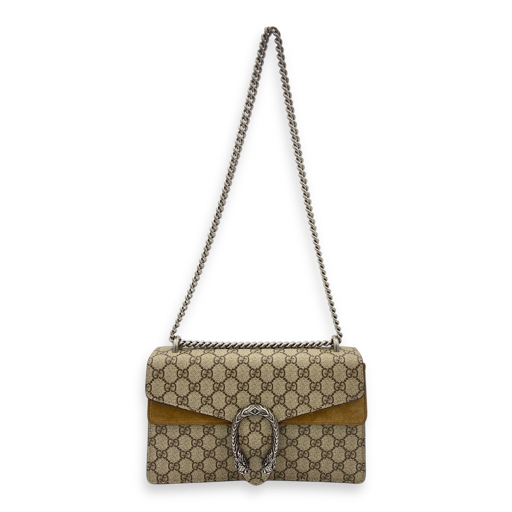 Gucci Dionysus Small Brown Shoulder Bag in Coated Canvas, Ruthenium hardware_2