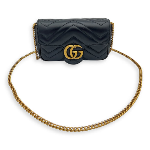Gucci GG Marmont Crossbody Bag Black in Calfskin, Gold hardware_2