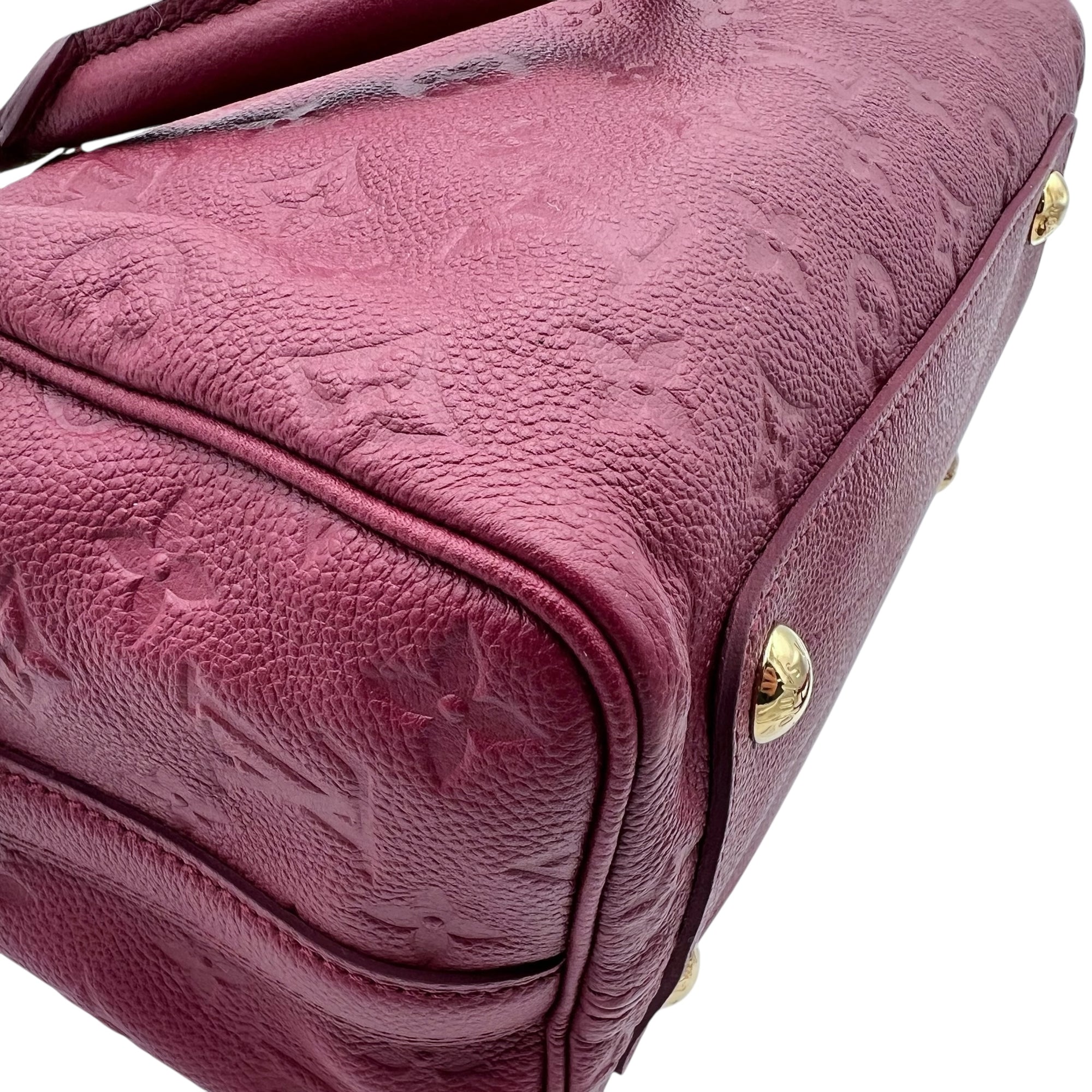 Louis Vuitton Speedy Bandouliere Top Handle Bag Red in Monogram Empreinte Leather, Gold hardware_10