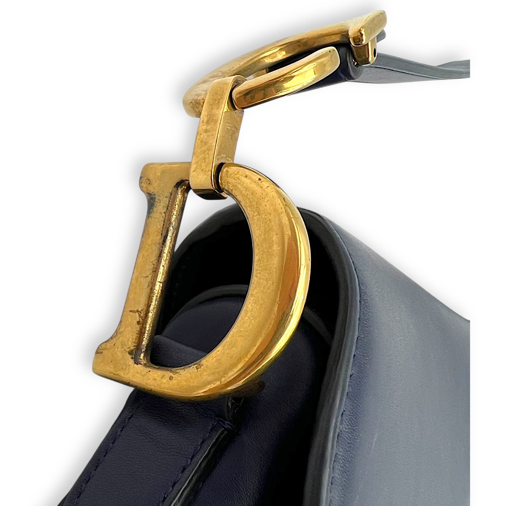 Dior Saddle Shoulder Bag Blue in Calfskin, Gold hardware_10