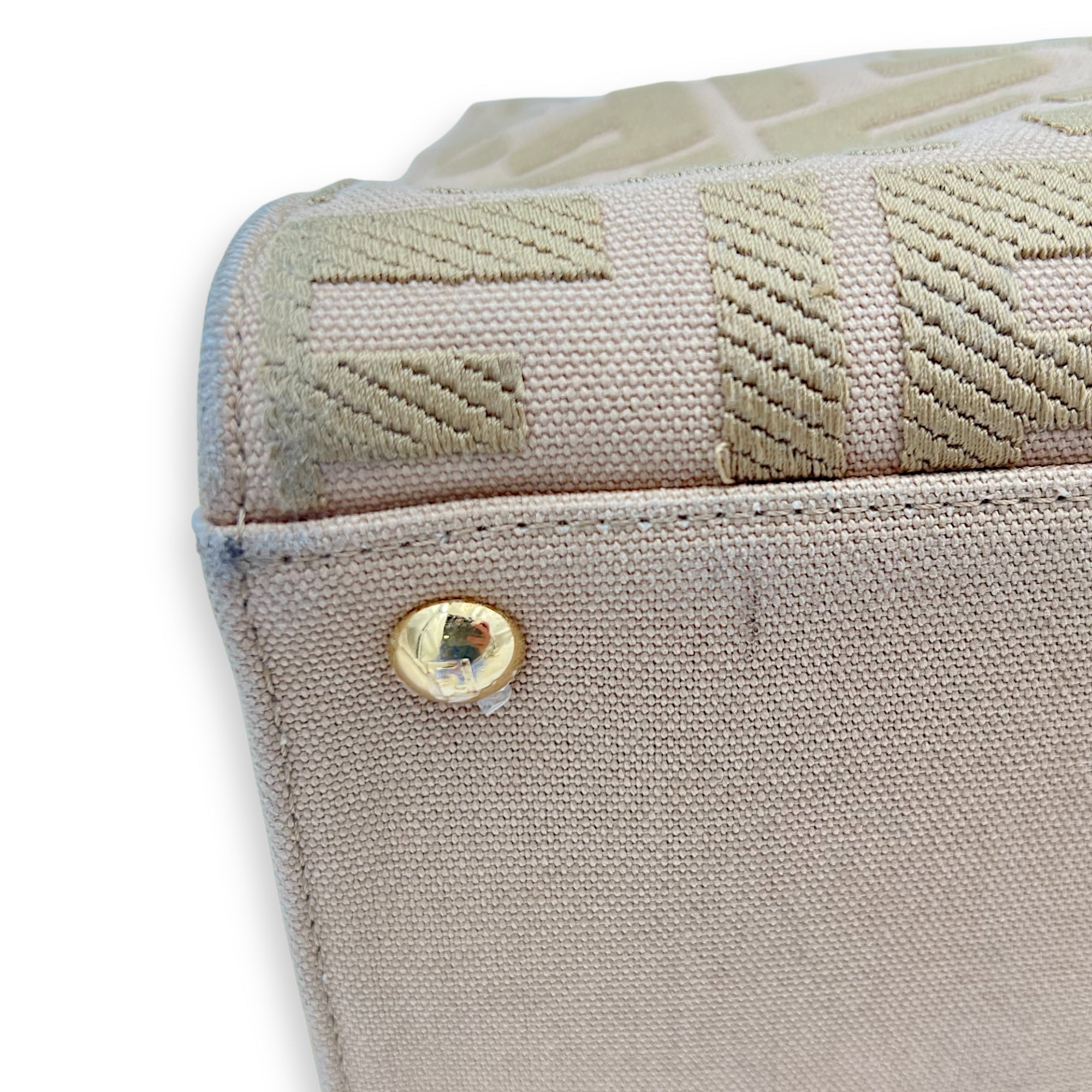 Fendi Peekaboo Brown Top Handle Bag in Canvas, Gold hardware_10