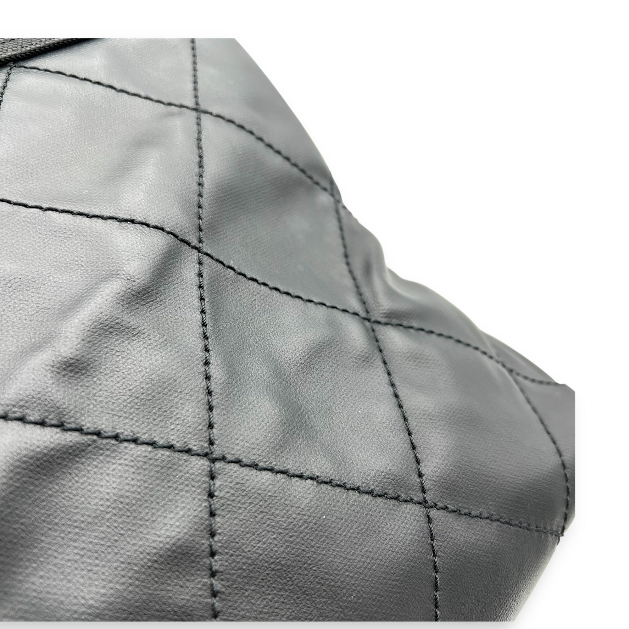 Chanel Paris Biarritz Tote Bag Black in Coated Canvas, Silver hardware_10