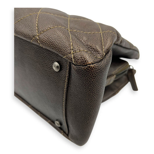 Chanel Quilted Wildstitch Tote Bag Brown in Caviar Leather, Silver hardware_10